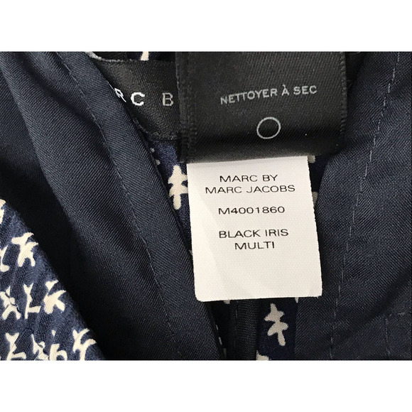 Marc by Marc Jacobs Navy Blue White Print Silk Pull On Pants Size 6 - Picture 6 of 8